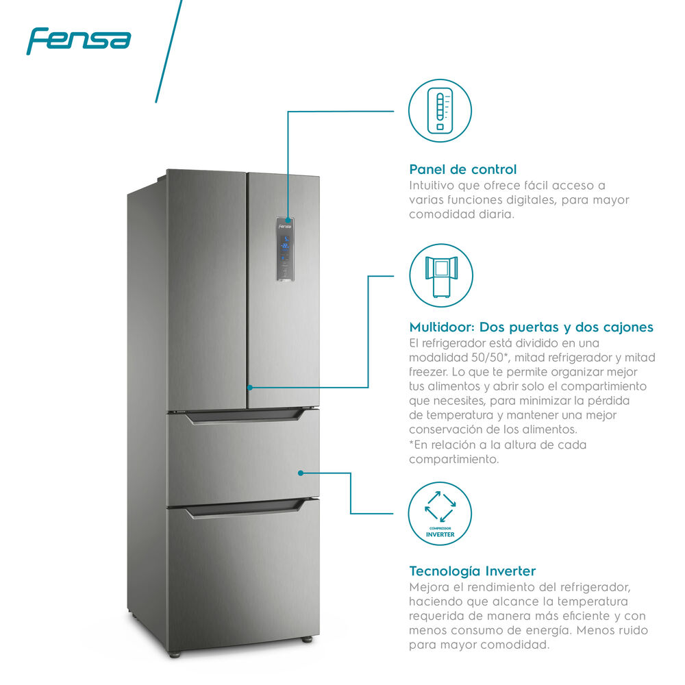 Refrigerador French Door Fensa DM64S / No Frost / 298 Litros / A+ image number 7.0