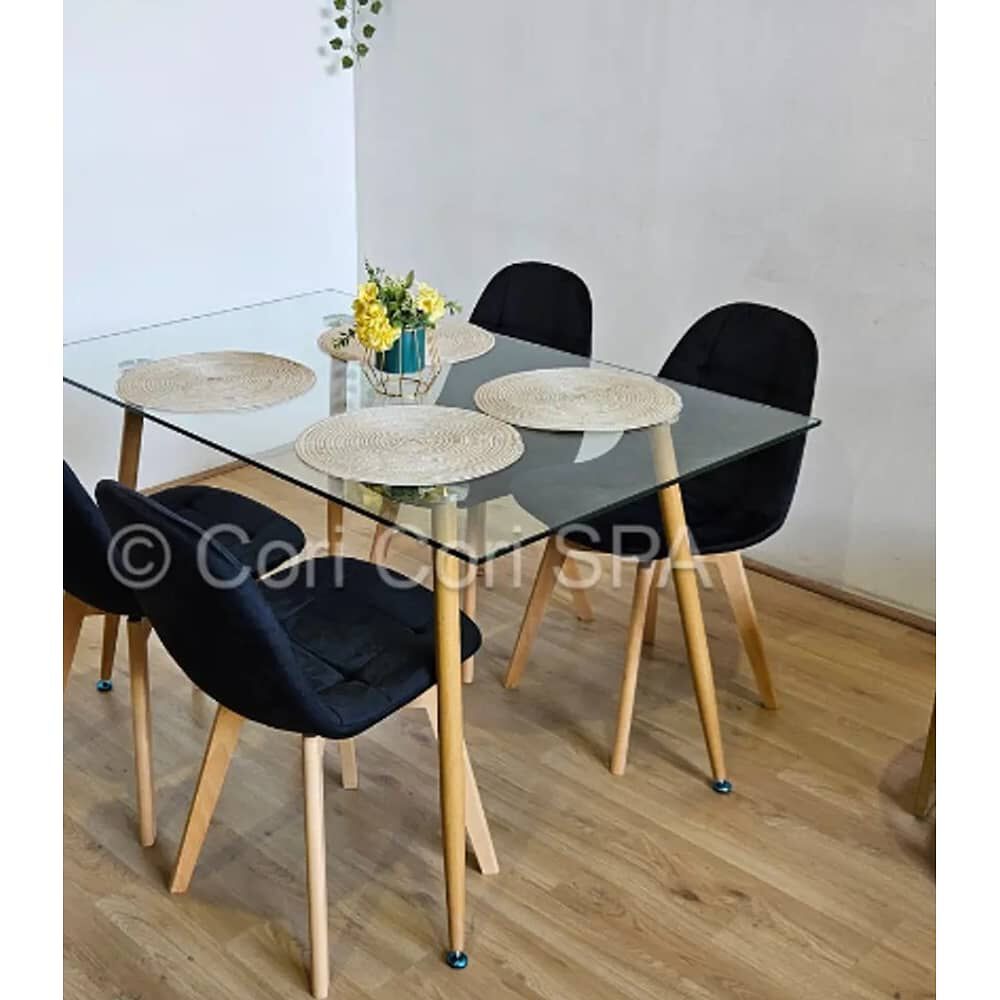 Pack 4 Sillas Capitonne Velvet Negro image number 3.0