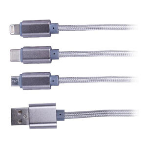 Cable 3 En 1: Micro-usb Usb-c Iphone Metálico