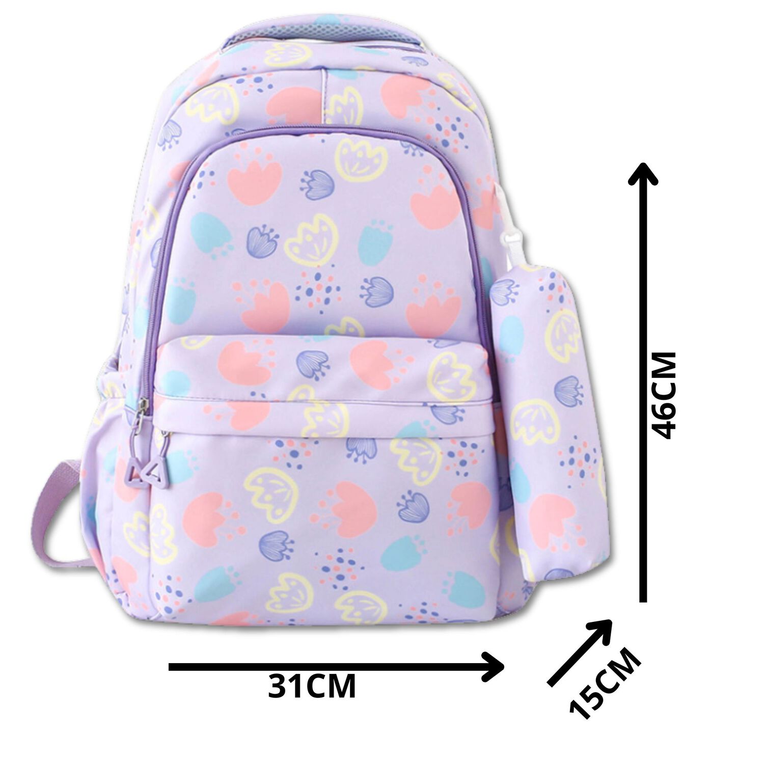 Mochila Escolar 46cm Dise&ntilde;o Floral Print Purple image number 2.0