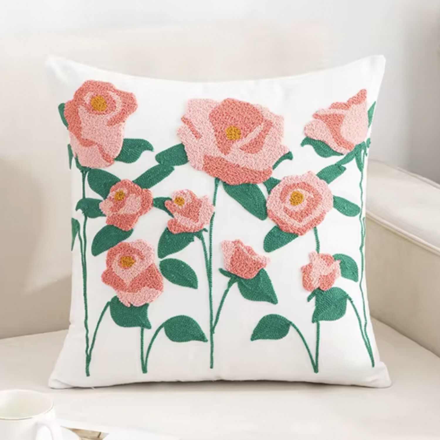 Funda Cojin Bordada 45x45 Cm Rosas image number 1.0