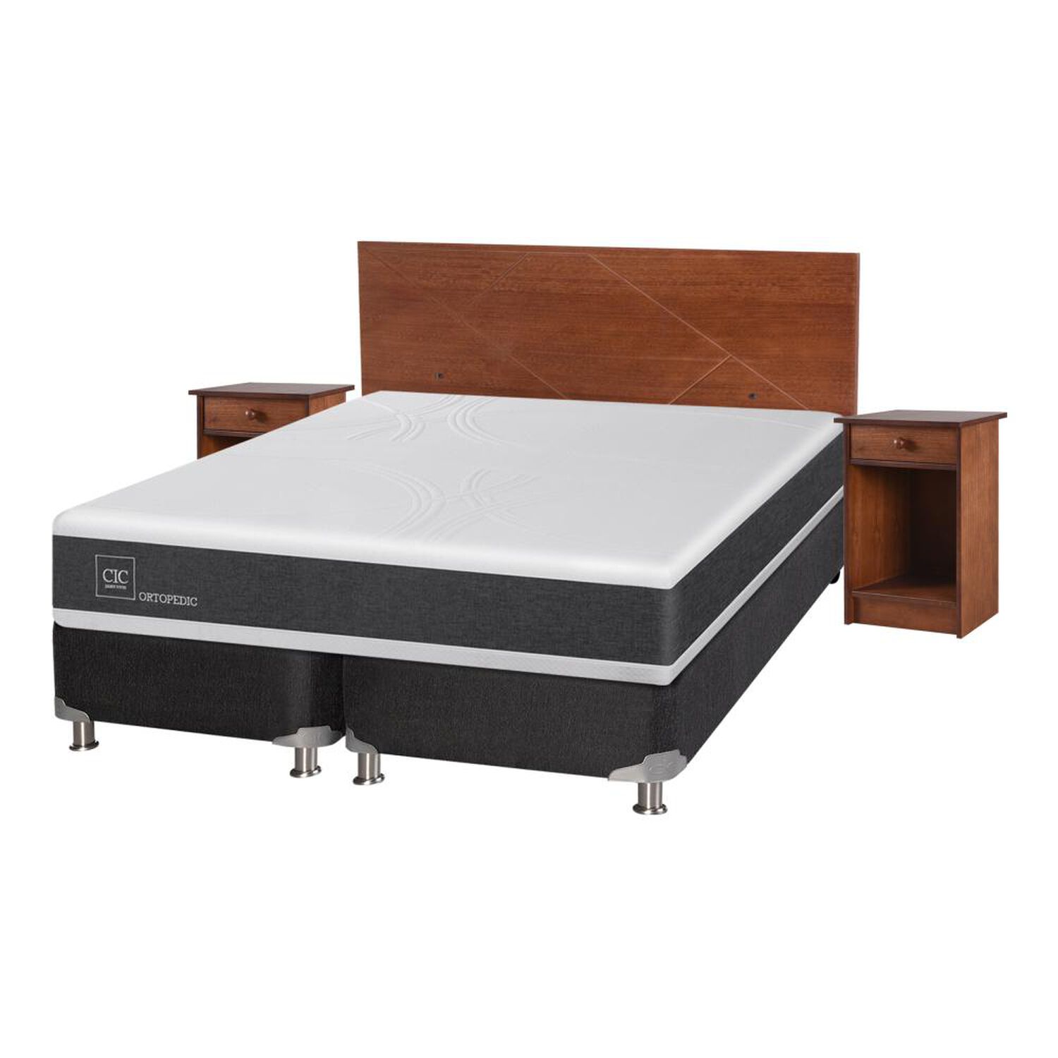 Box Spring Cic Ortopedic / 2 Plazas / Base Dividida + Set De Maderas image number 1.0