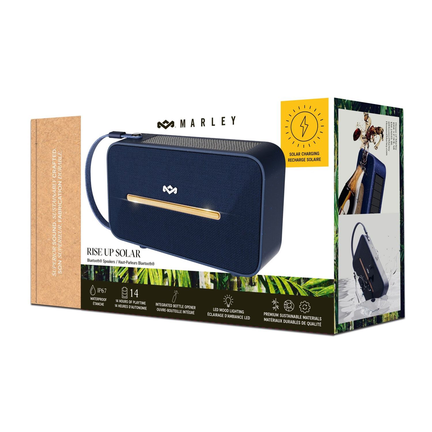 Parlante Bluetooth 5.3 Waterproof Rise Up Solar Azul Marley image number 8.0