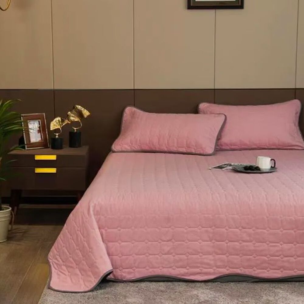 Cubrecama Quilt Cobertor King Rosado Y Gris image number 1.0