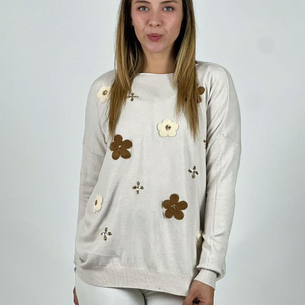 Sweater Spandex Relieve Flores Y Lentejuelas image number 14.0