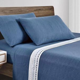 Sabana Andes Polar Bordada Circulo Azul 2 Plaza