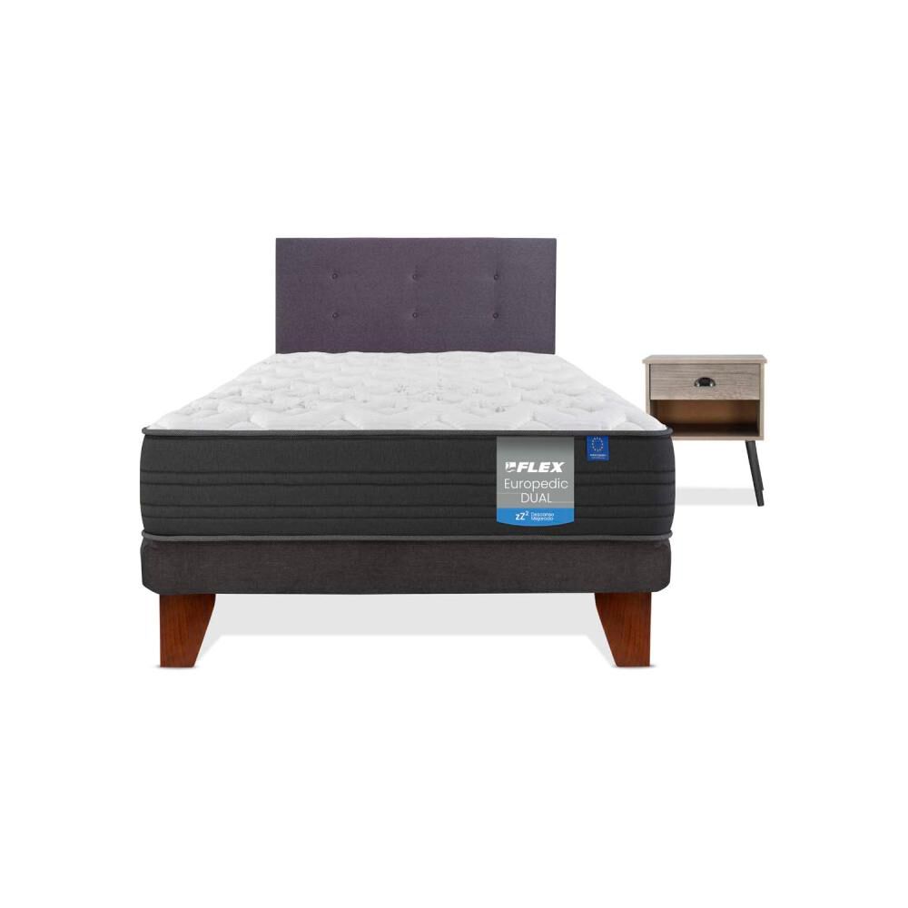 Cama Europea Flex Europedic Dual / 1.5 Plazas / Base Normal + Set De Maderas image number 0.0