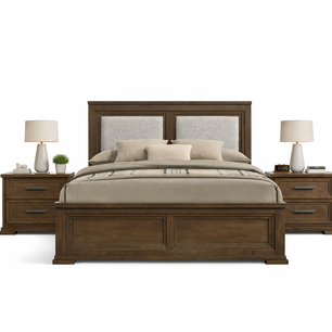 Cama Casaideal Austral  2 Plaza + Respaldo + 2 Veladores