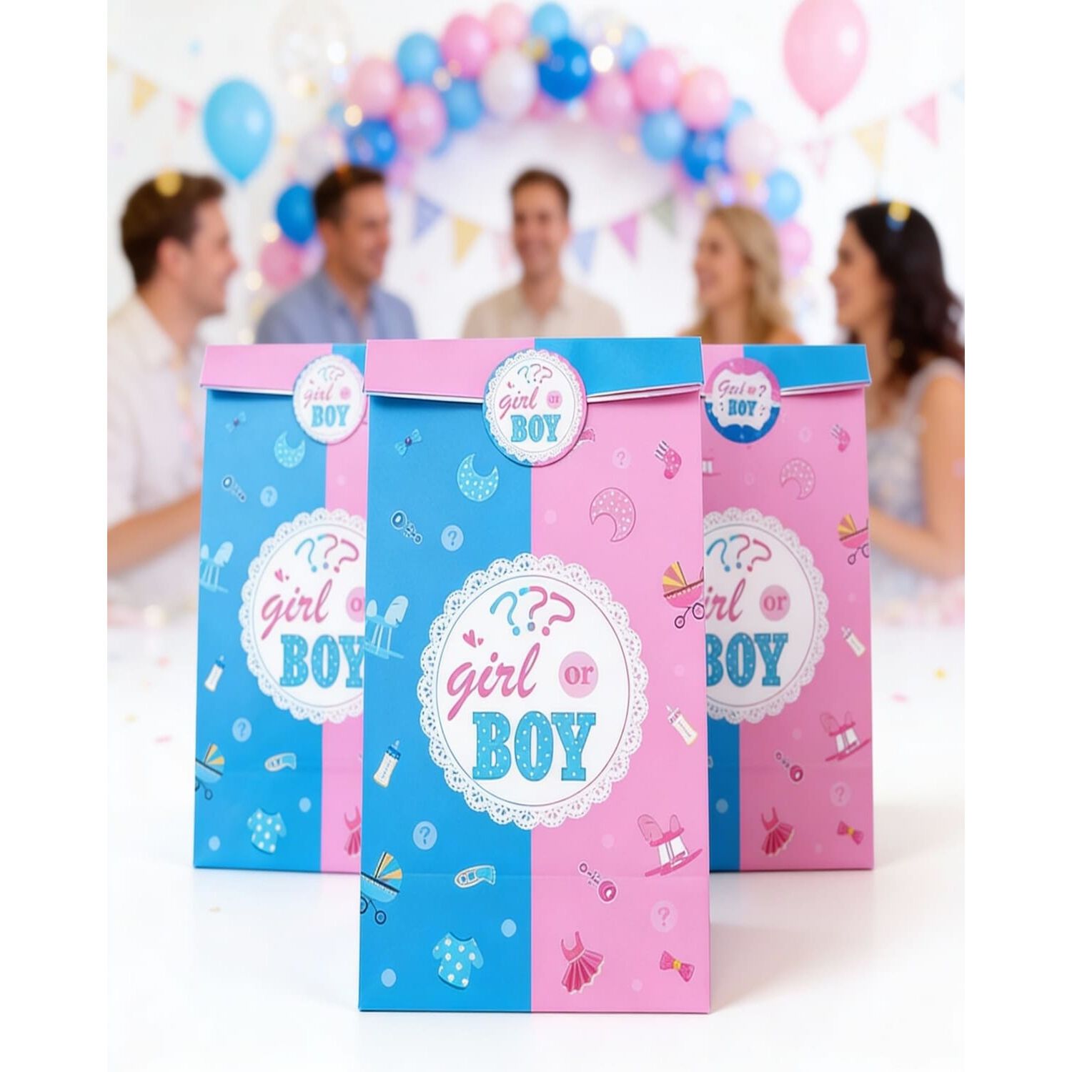 12 Bolsa De Revelacion De Genero Baby Shower Cotillon image number 4.0