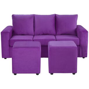 Juego De Living Bodevir Kendy / 3 Cuerpos + 2 Pouf
