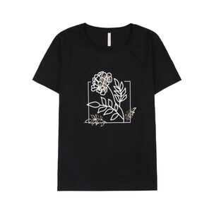 Polera Lisa Estampado Delantero Manga Corta Cuello Redondo Mujer Geeps