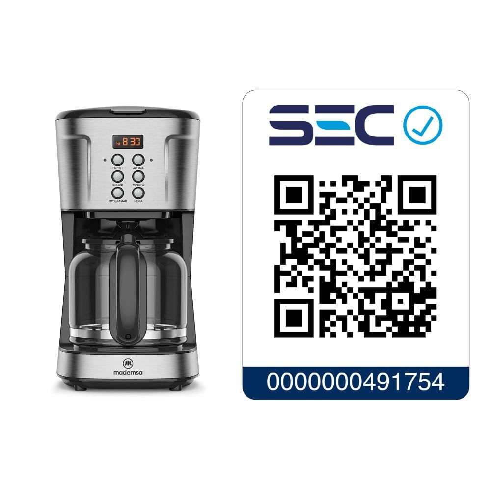 Cafetera El&eacute;ctrica Mademsa 1,5l Proglamable 900w Mcm30 image number 9.0