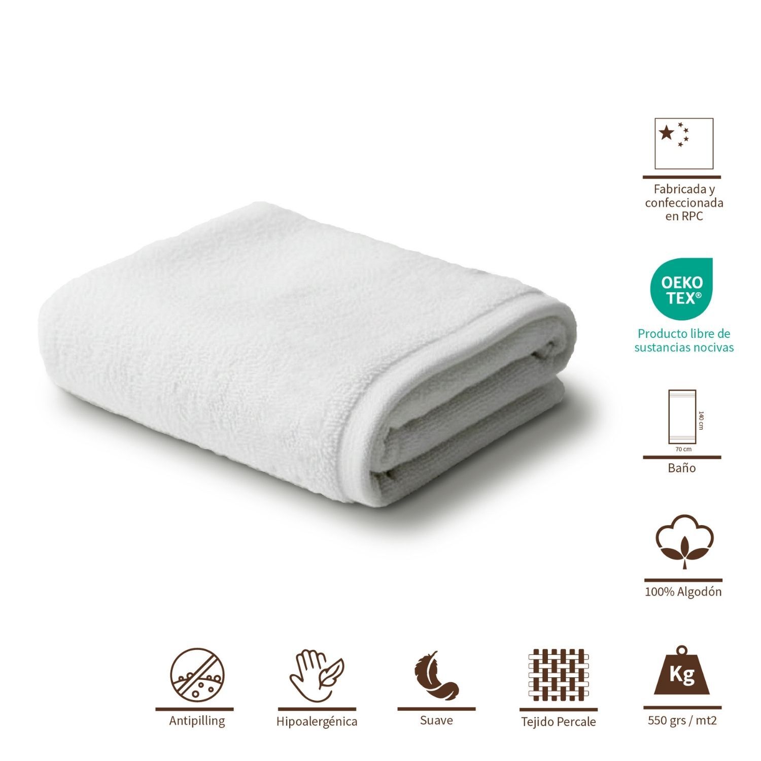 Toalla De Ba&ntilde;o 550 Grs/mt2 100% Algod&oacute;n Essentials Blanca image number 1.0