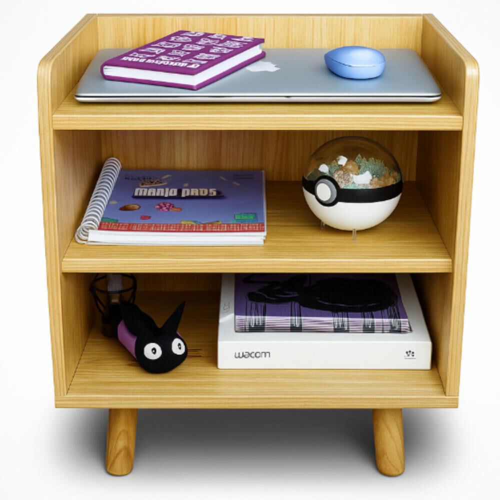 Velador Madera Natural 2 Pisos Minimalista Elegante image number 2.0