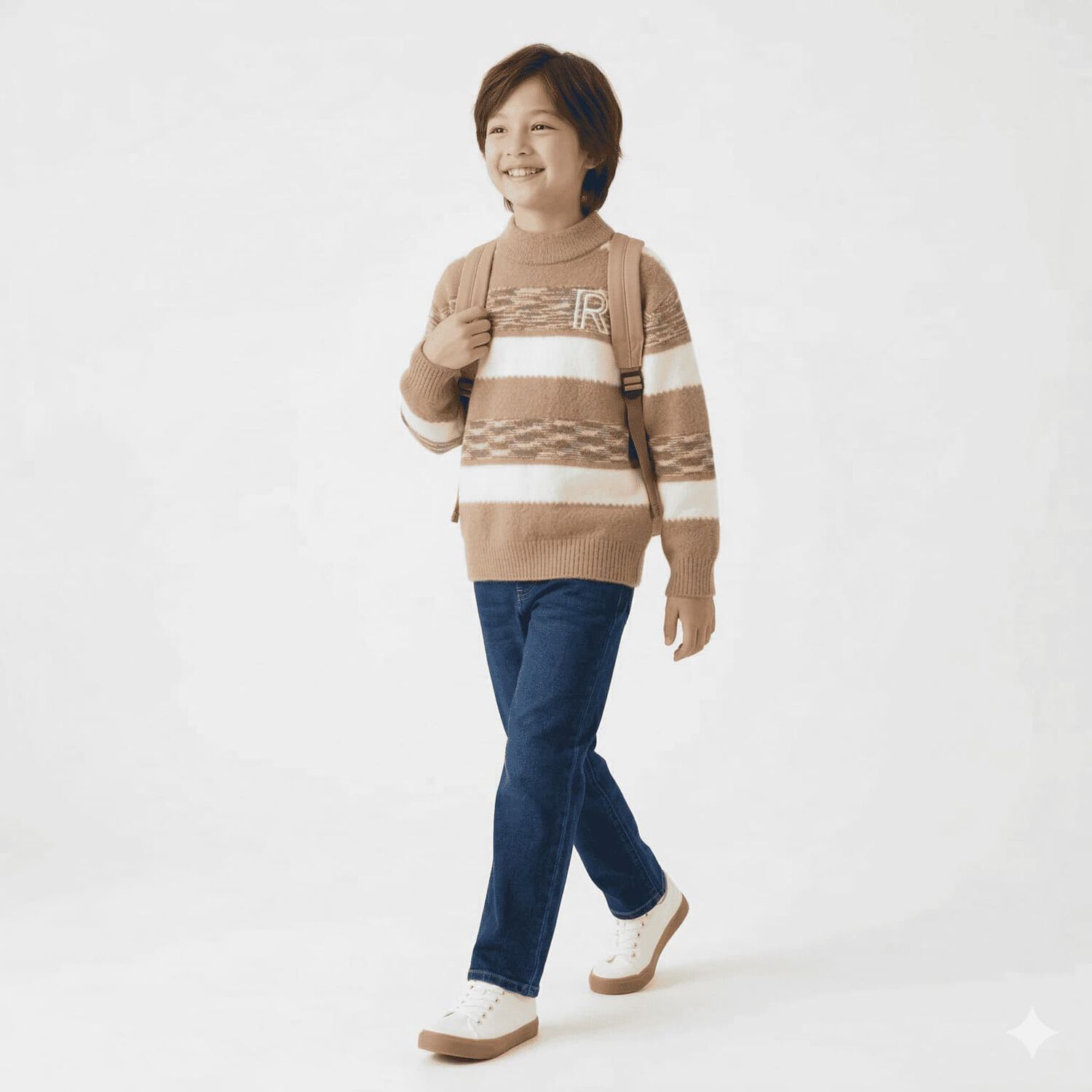 Sueter Ni&ntilde;o Invierno Tejido Rayado Cuello Alto Moda Infantil image number 2.0