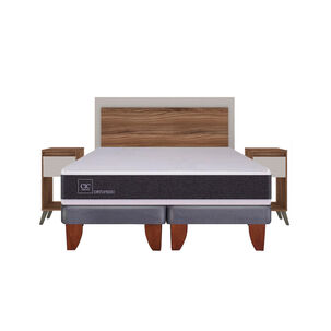 Cama Europea Cic New Ortopedic / 2 Plazas / Base Dividida + Set De Maderas Milan