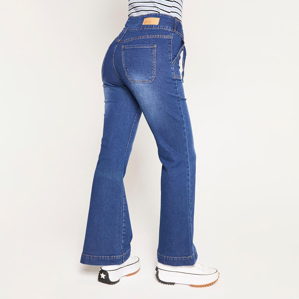 Jeans Con Lazo En Cintura Tiro Alto Flare Mujer Freedom image number 2.0