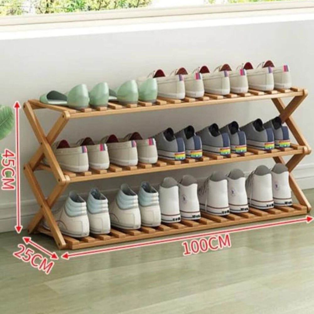 Zapatero Plegable De Madera Con 3 Niveles 100x25x46 Cm image number 3.0