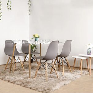 Comedor Rubi Vidrio 120x80cm + 4 Sillas Eames