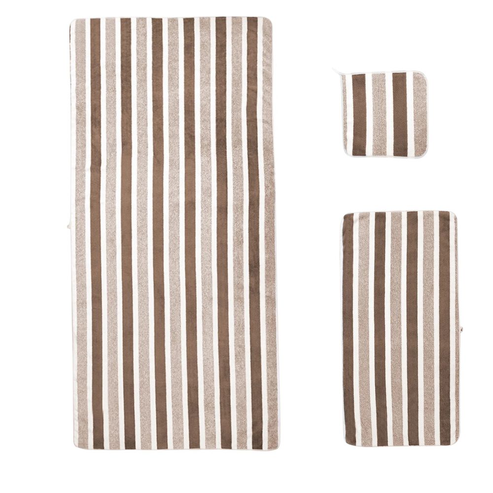 Set De 8 Toallas Rayadas Ultra Absorbentes Estilo Spa Marron image number 4.0