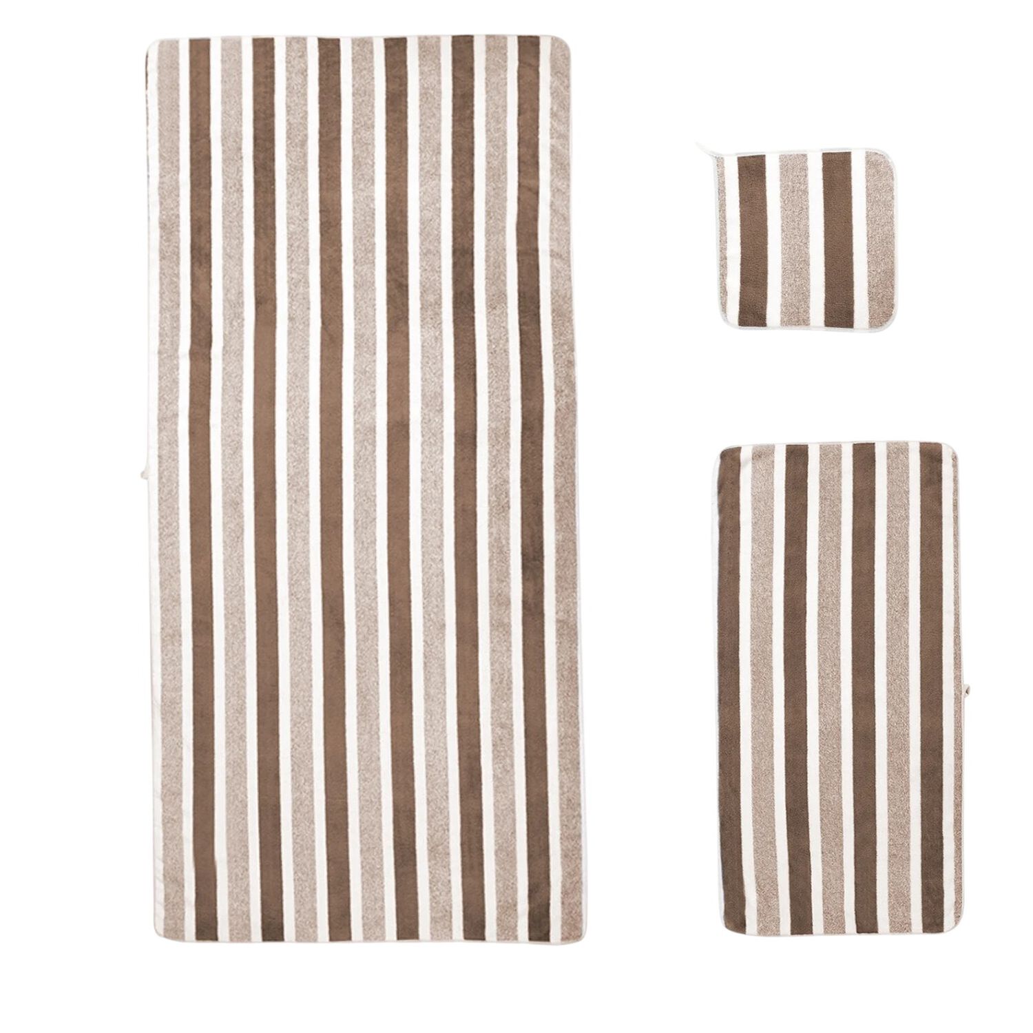 Set De 8 Toallas Rayadas Ultra Absorbentes Estilo Spa Marron image number 4.0