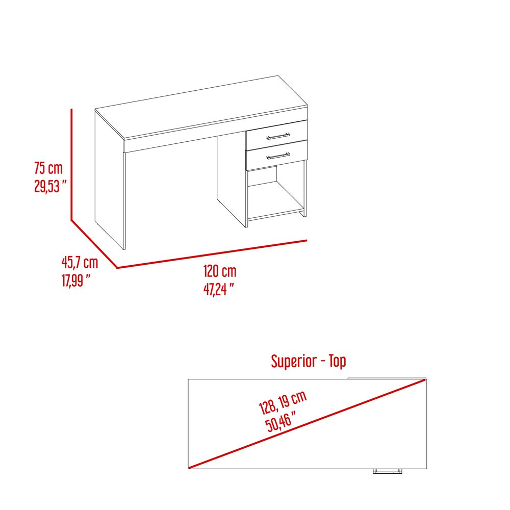 Escritorio Fm Con 2 Cajones Caf&eacute; Oscuro 75x120x45,7 Cm image number 8.0