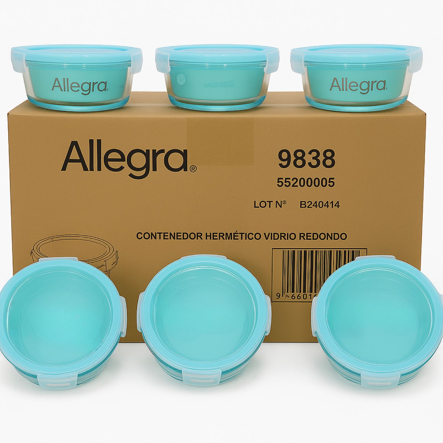 Set 24 Contenedores Hermetico Vidrio Redondo 720ml Allegra image number 0.0
