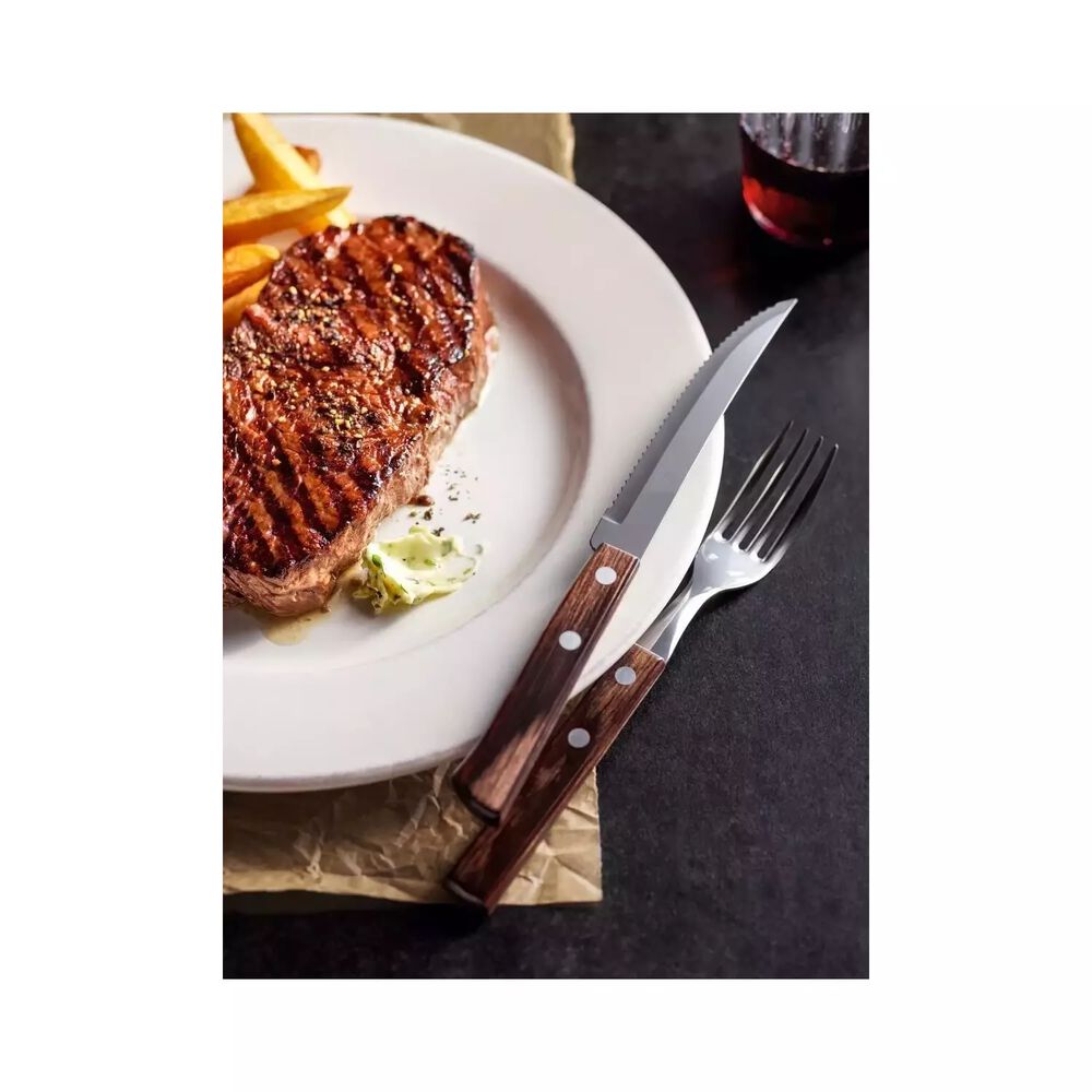 Pack 12 Cuchillos Acero Cubiertos Madera Asado image number 2.0