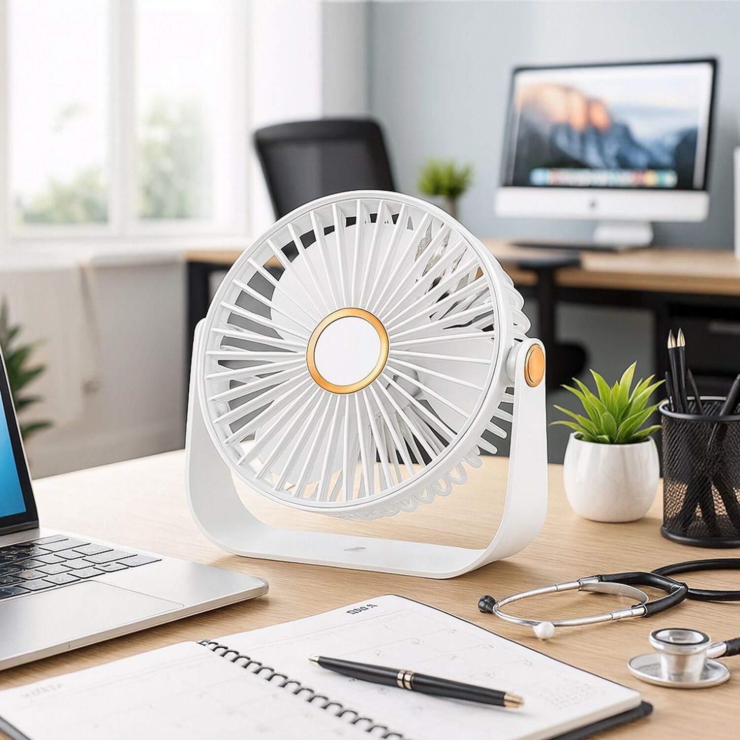 Ventilador De Escritorio Port&aacute;til Usb Con Luz Recargable 17 Cm image number 5.0