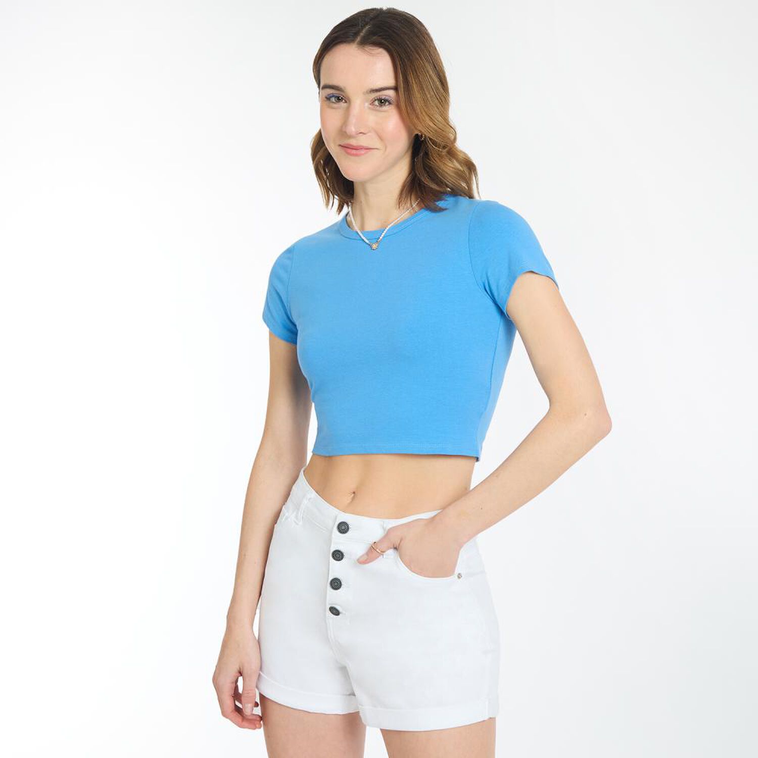 Polera Crop Manga Corta Cuello Redondo Mujer Freedom image number 2.0