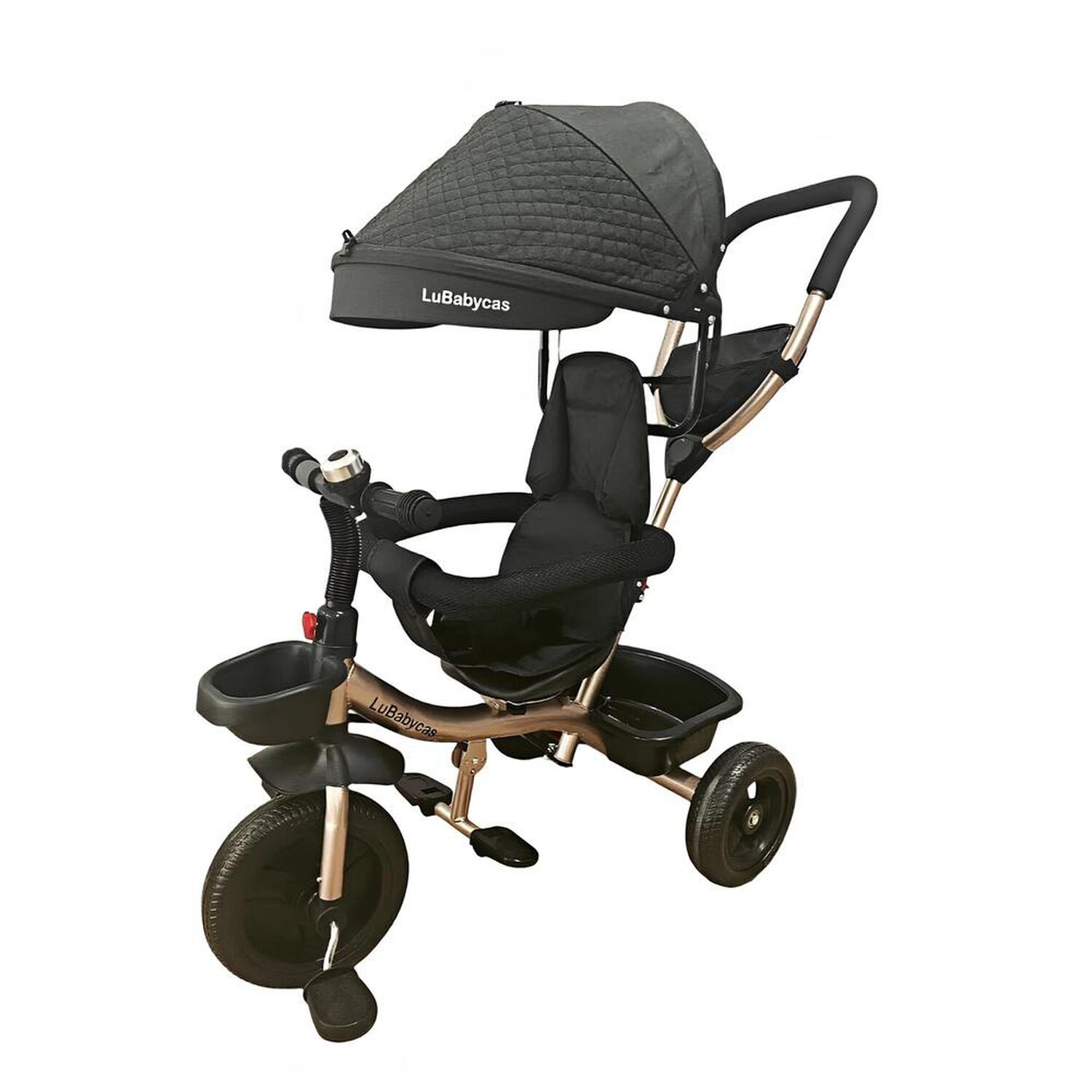 Triciclo 3 En 1 Con Apoya Pies 360&deg;lubabycas Negro image number 7.0