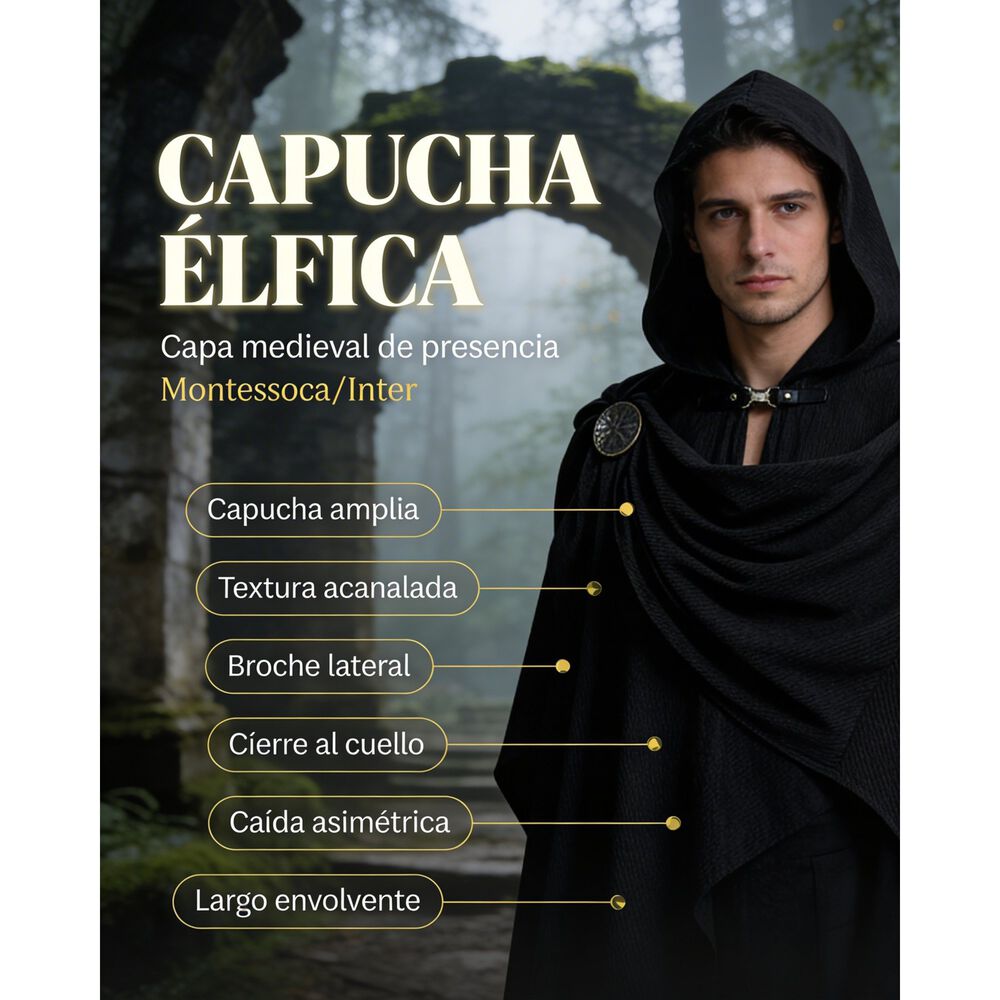 Disfraz Capa Con Capucha Medieval Con Broche Para Cosplay Halloween Y Teatro Unisex image number 32.0
