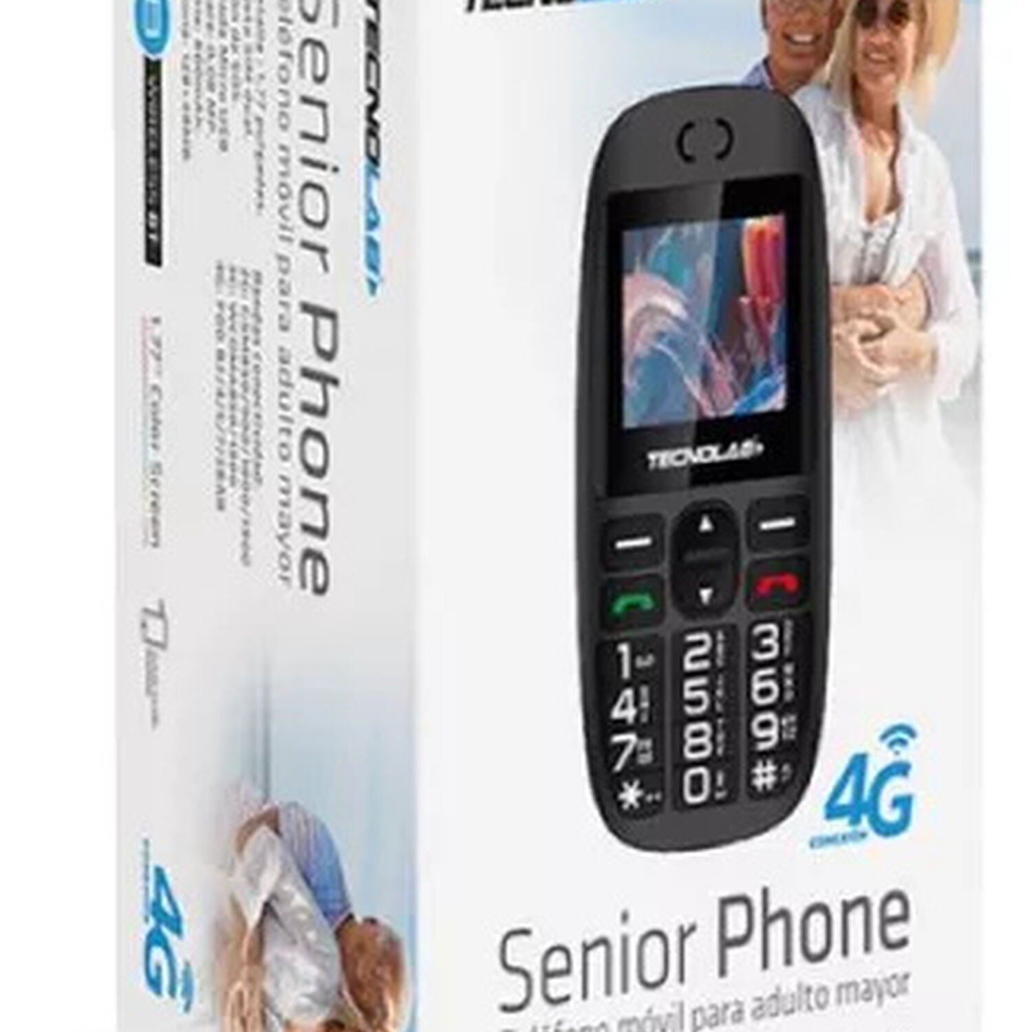 Tecnolab Tel&eacute;fono Compacto Negro Senior 4g image number 1.0
