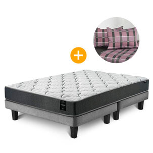 Cama Europea Cannon Home New Still / 2 Plazas / Base Dividida + Juego de Sabanas Cannon Check 200 Hilos