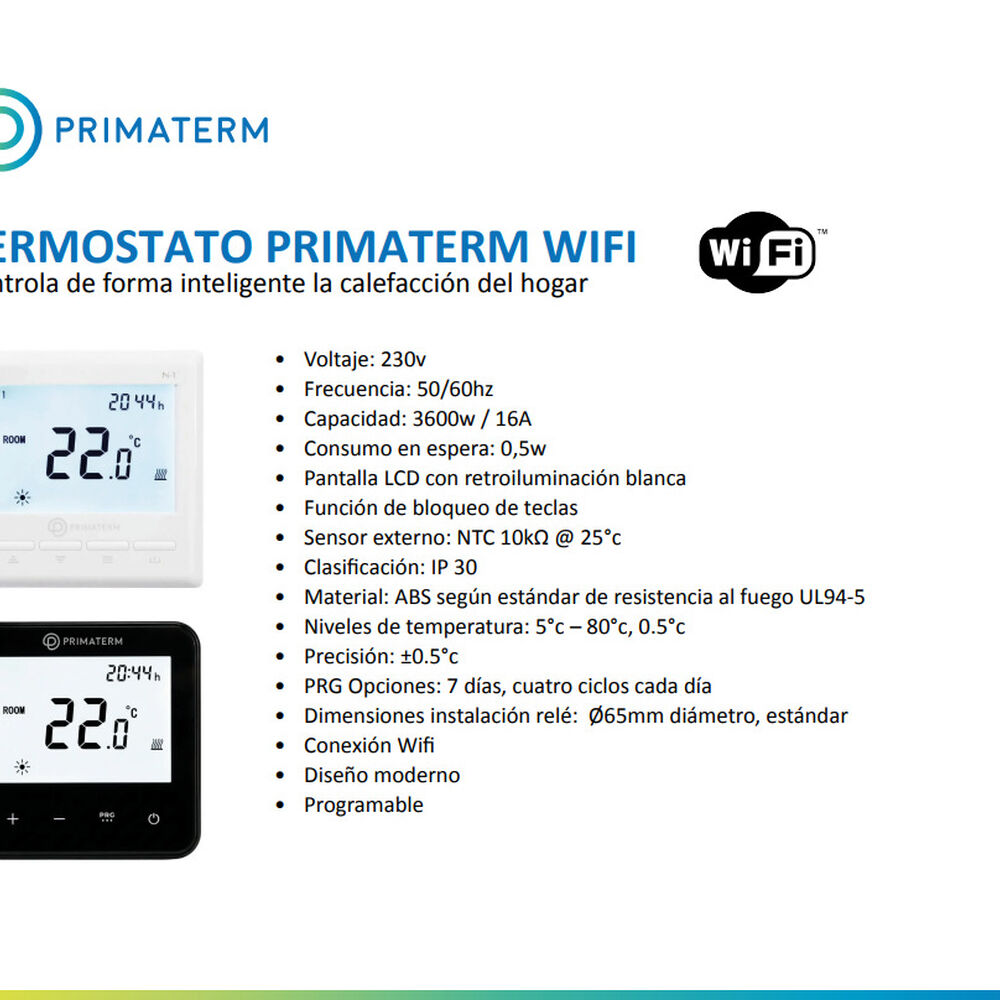 Termostato Inteligente Programable 3600w Wifi Negro Primaterm image number 3.0