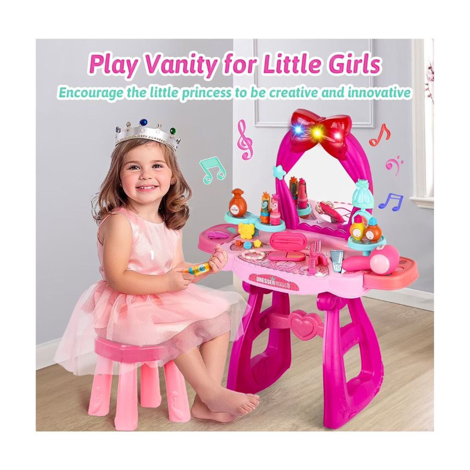 Set De Maquillaje Tocador Infantil Interactivo Con Silla image number 2.0