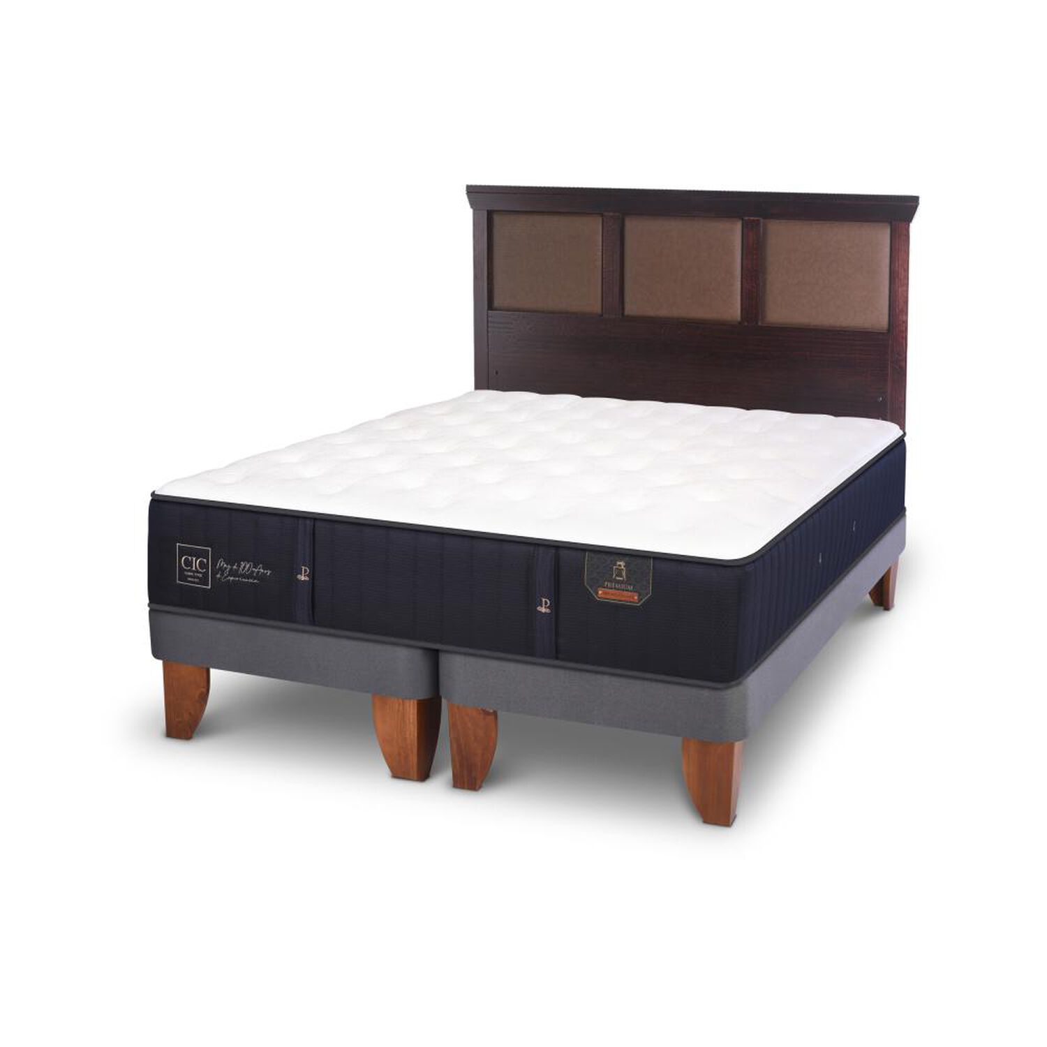 Cama Europea Cic Premium / 2 Plazas / Base Dividida + Respaldo image number 3.0