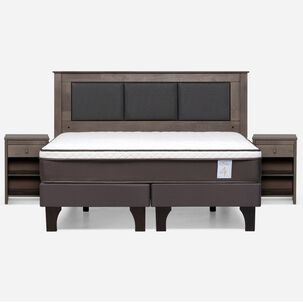 Cama Europea Rosen New Style 4 Plus / King / Base Dividida  + Set Maderas Rachel Gris