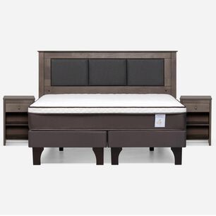 Cama Europea Rosen New Style 4 Plus / King / Base Dividida  + Set Maderas Rachel Gris