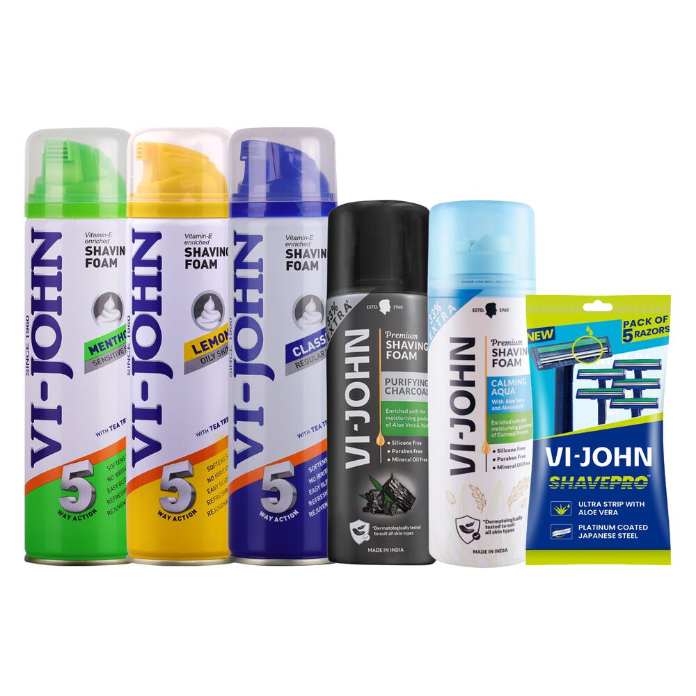 Pack 5 Espumas De Afeitar 200 Gr + Maquina Desechable 5 Uds image number 0.0