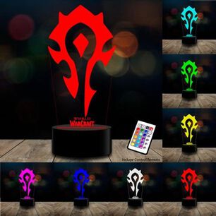 L&aacute;mpara 3d Juego World Warcraft 16 Colores Control Remoto