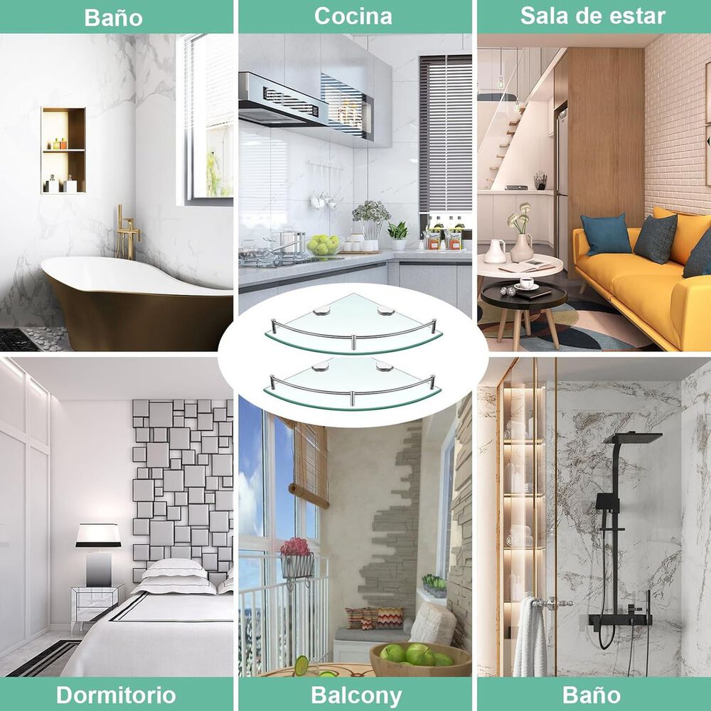 Pack 4 Estantes Esquinero Vidrio Organizador Ducha Moderno image number 4.0
