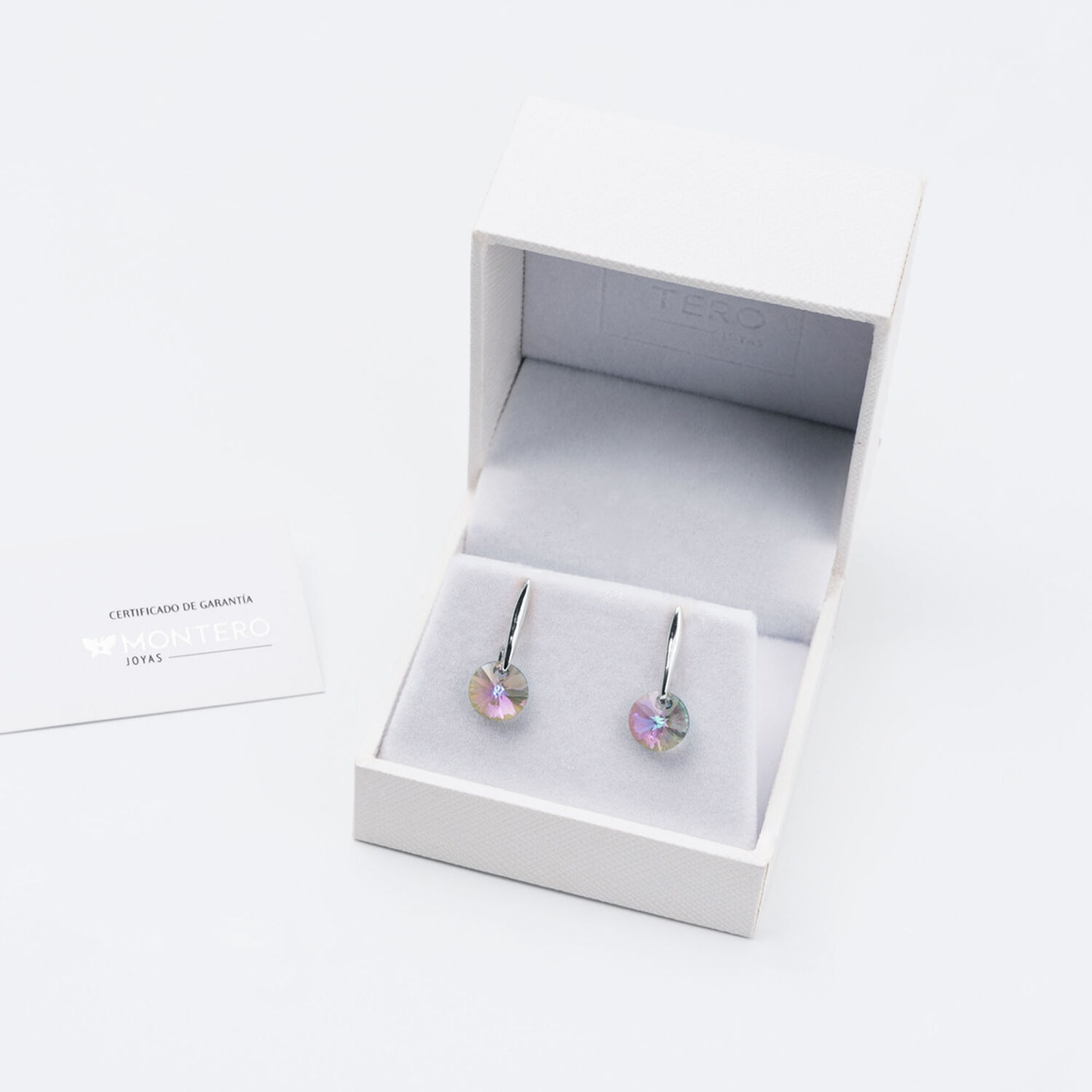 Aros Punto De Luz Plata Italiana 925 Y Cristal Genuino Paradise Shine image number 2.0