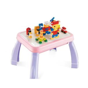 Juguete Mesa De Bloques 600 Piezas Didacticas Rosa Infantil