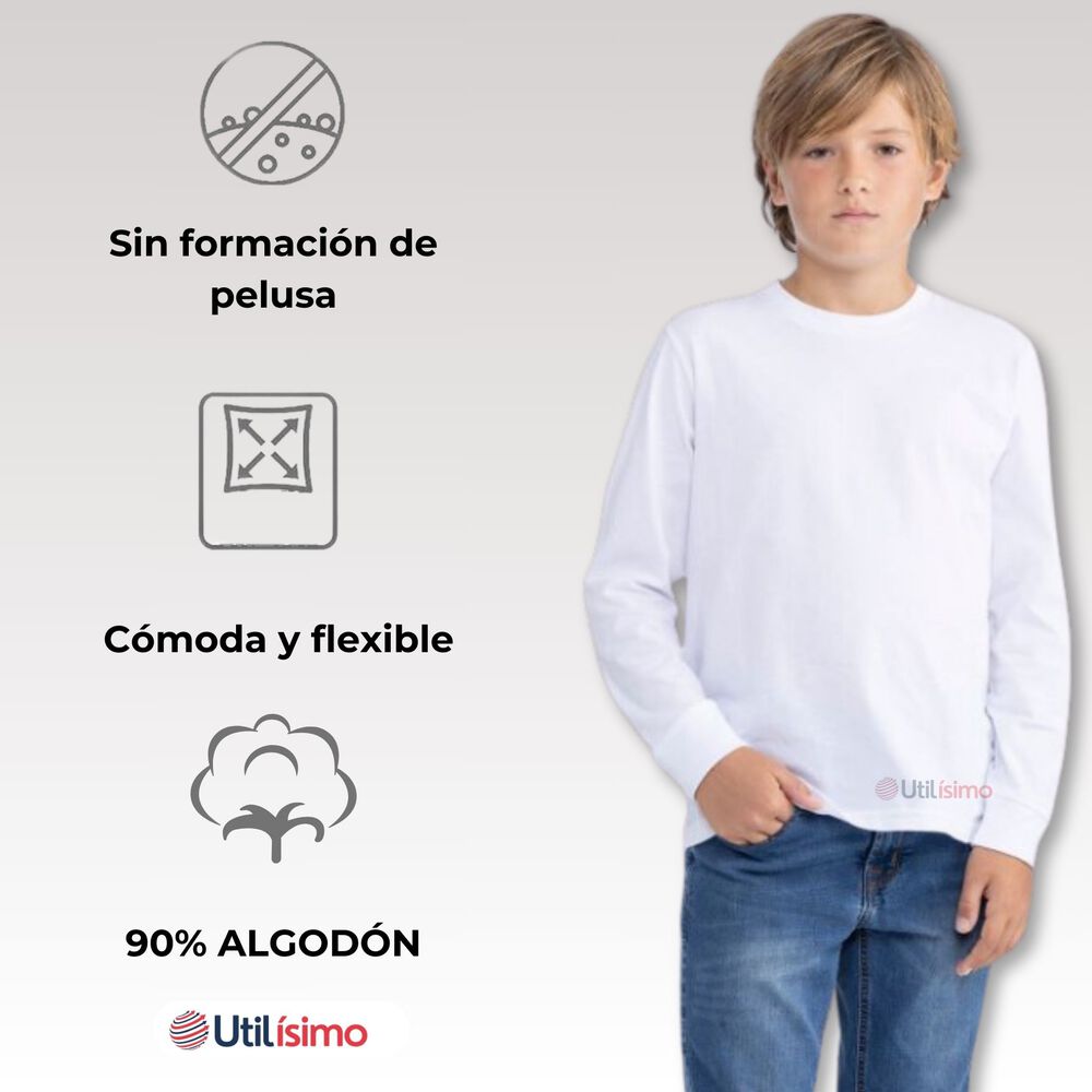 Pack 3 Camisetas Algod&oacute;n Primera Capa Ni&ntilde;o Manga Larga Blanco Negro image number 5.0