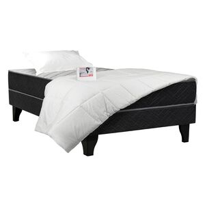 Cama Europea Celta Apolo Black / 1.5 Plazas / Base Normal + Almohada y Textil