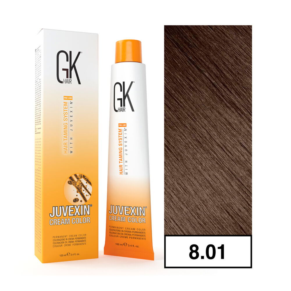 Gkhair - Tintura Cream Color Permanente Vegana 100ml + Oxidante - 8.01rubio Claro Frío image number 0.0