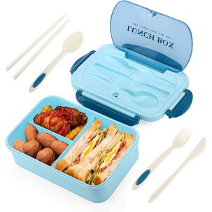 Lonchera Hermética 3 Compartimentos Con Cubiertos Incluidos Lonchera Hermética 3 Compartimentos Con Cubiertos Incluidos