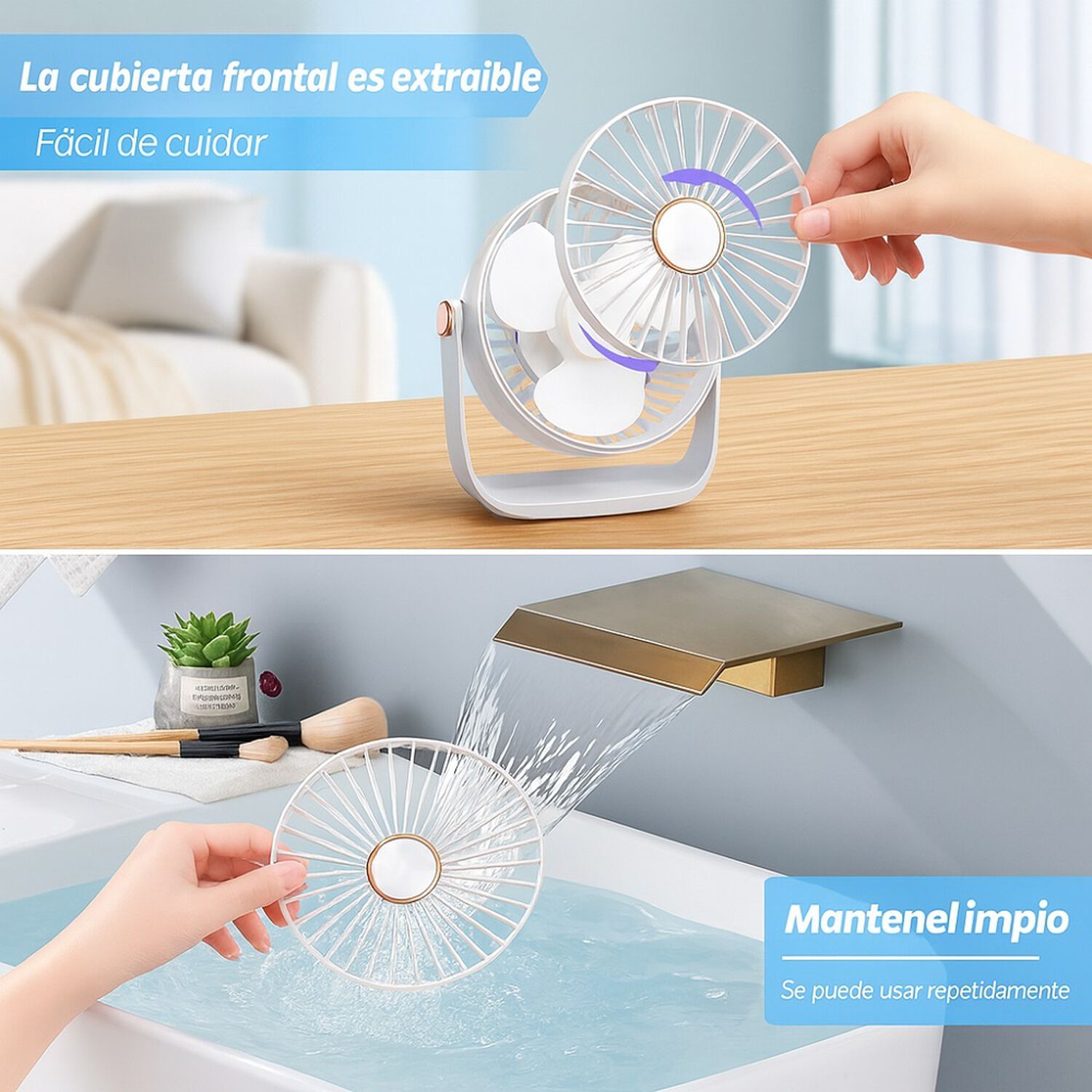 Ventilador De Escritorio Port&aacute;til Usb Con Luz Recargable 17 Cm image number 7.0