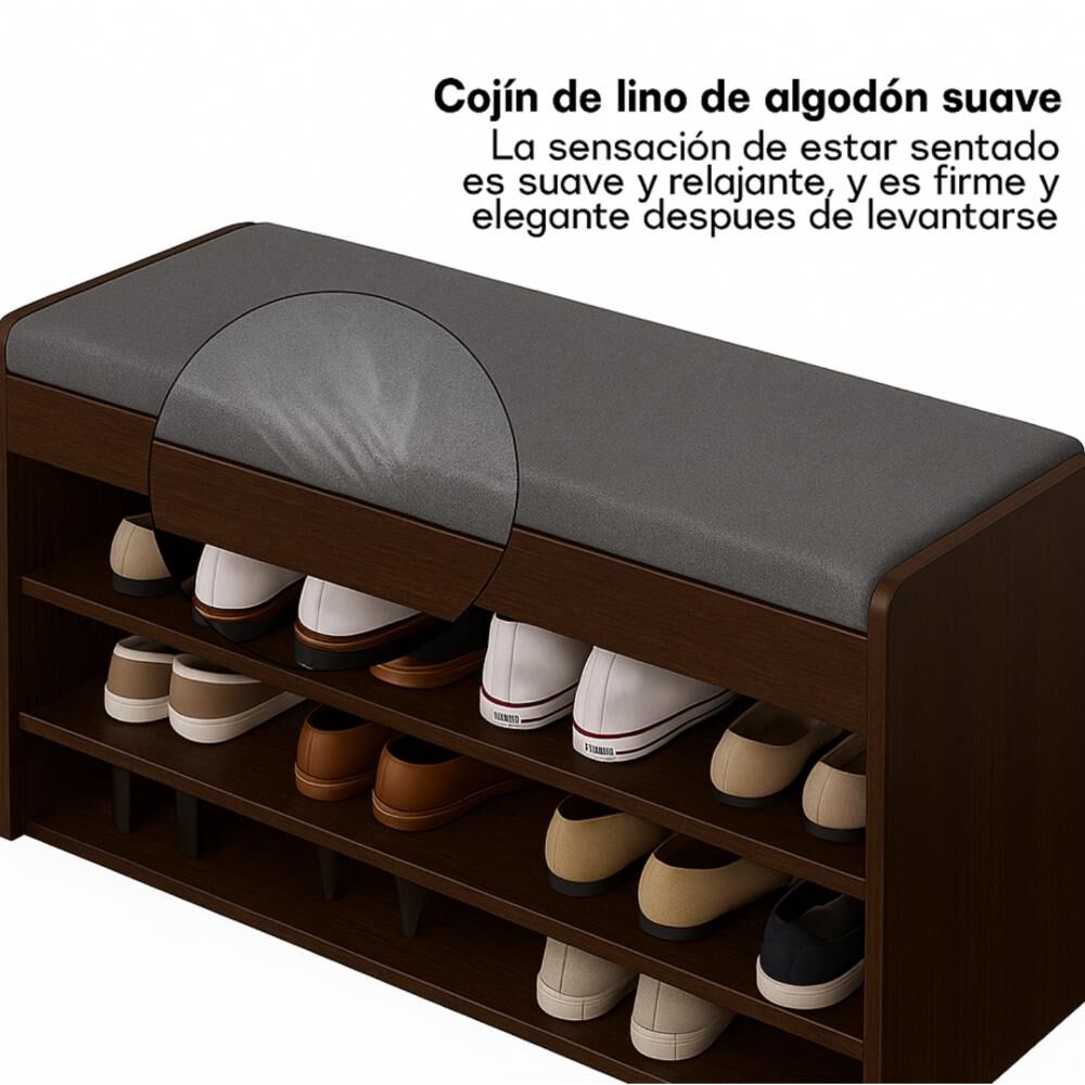Banco Zapatero 3 Niveles Con Cojín Y Almacenamiento Oculto image number 2.0